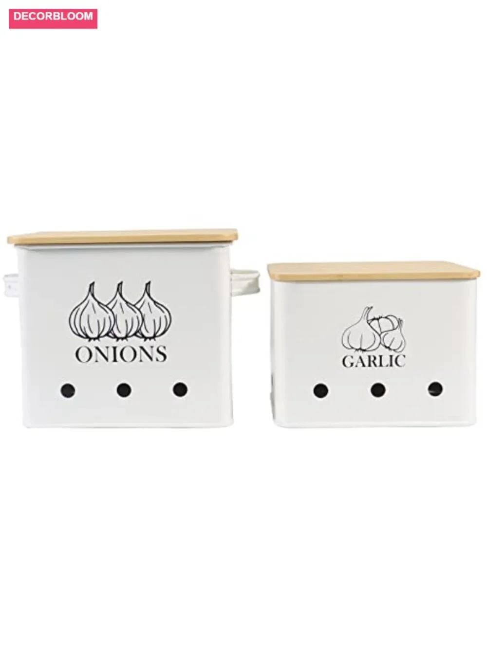Kitchen Storage Canisters Set of 2, Onion Garlic Vegetable Storage Tins with